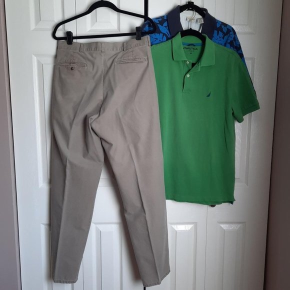 Men's L.L. Bean Pleated Tropic Weight Khaki Tan Chino Pants Size 33W / 32L - Picture 4 of 7